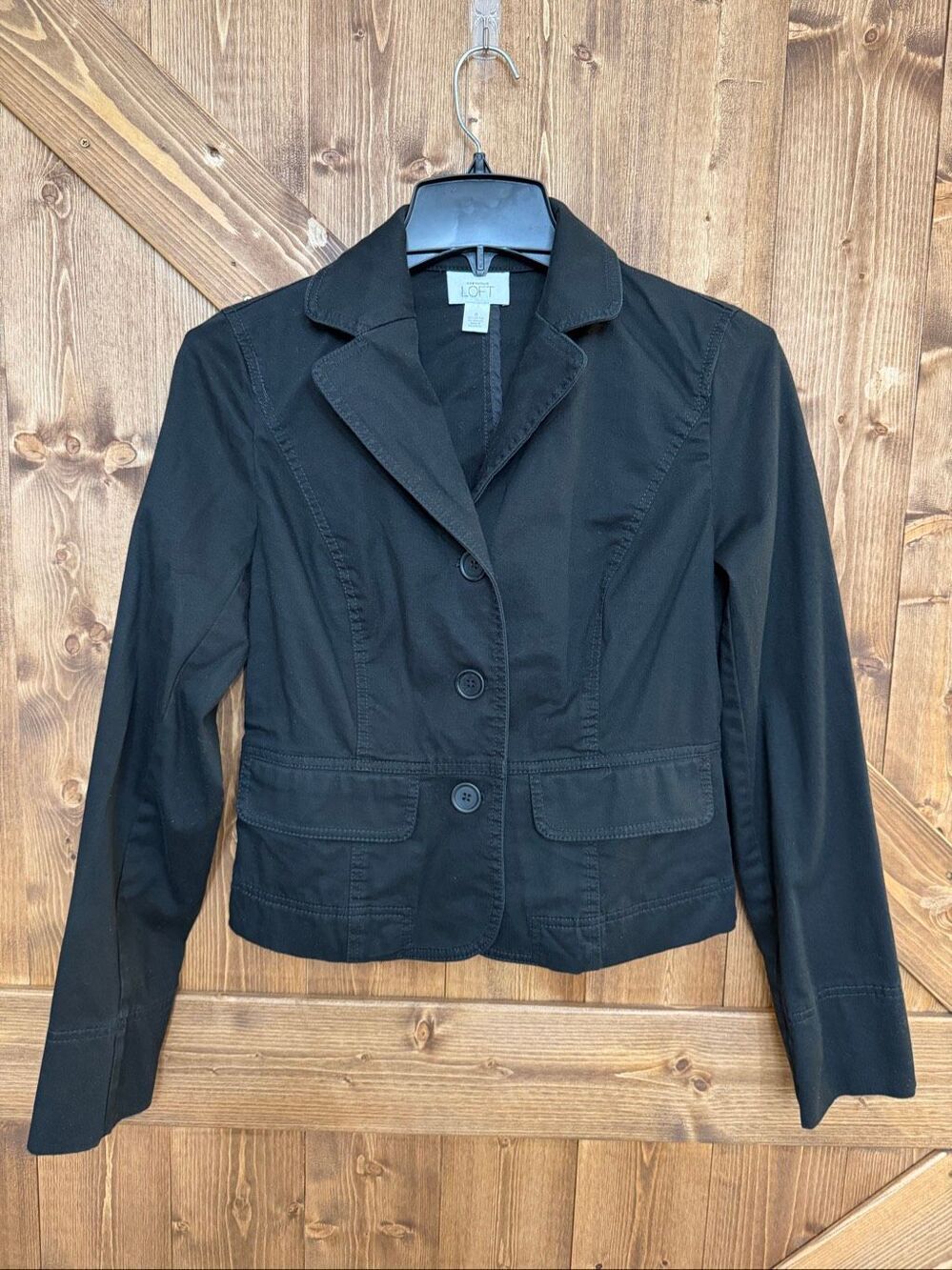 Ann Taylor LOFT Women’s Size 0 Black Stretch Cotton Blazer Jacket (9145)